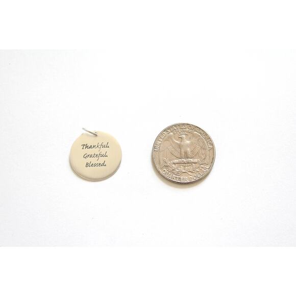 Sterling Silver Thankful Grateful Blessed Pendant,Thankful Charm, Grateful Charm - Picture 4 of 4